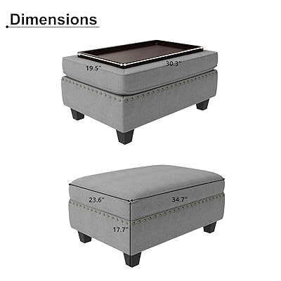 Buy Honbay Upholstered Storage Bench Ottoman With Tray Coffee Table Ottoman With Storage Rectangle Ottoman Bench With Lift Off Lid Grey Online In Turkey B08k792x6r