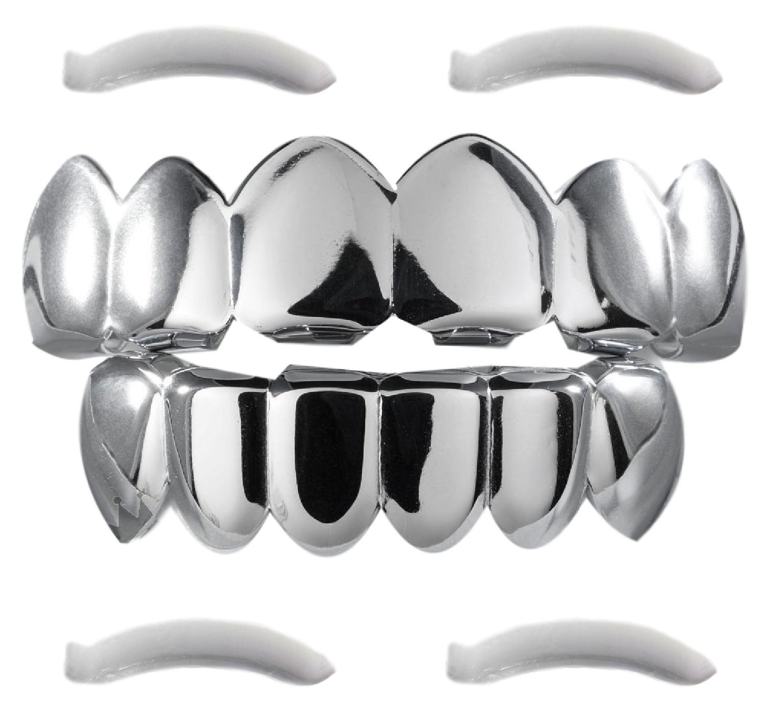 24K White Gold Plated Grillz + 2 EXTRA Molding Bars Free Shipping