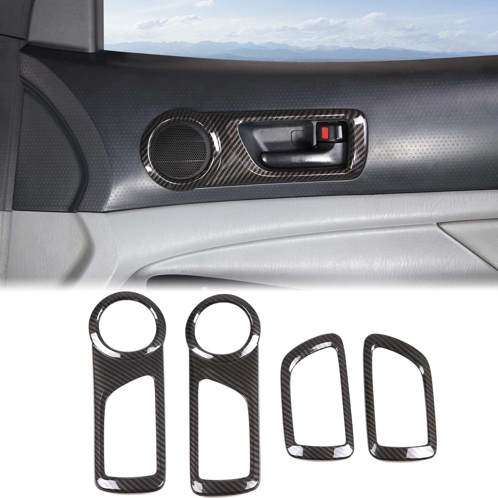 Photo 1 of Aunginsy Car Inner Door Handle Panel Frame Trim Compatible with Toyota Tacoma 2005-2015 Front Rear Side Door Handle Bowl Speaker Ring Panel Look Decorative Cover Protective ABS Interior Accessories