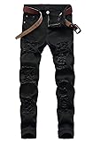 CECLEAD Men's Black Ripped Skinny Slim Fit Stretch
