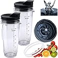 [ New Model] Replacement blender Blade and 24oz cups Accessories, Only Compatible with Nutri Ninja Foodi Power Blender SS150,