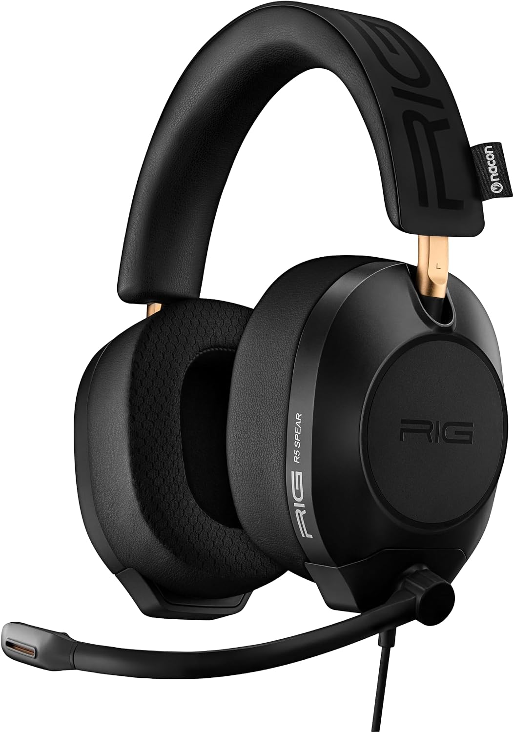 RIG R5 Spear MAX HD Wired Gaming Headset for PC, PS5, Xbox – 40mm GrapheneQ™ Drivers, Dolby Atmos 3D Audio, Detachable Mic, USB-C Audio DAC, Memory Foam Ear Cushions, 3.5mm
