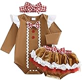 Bonangber Newborn Baby Girl Christmas Outfit Long Sleeve Romper Christmas Onesie Bloomers Shorts Set Cute Fall Winter Clothes