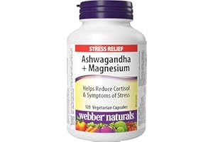 Webber Naturals Ashwagandha + Magnesium, 120 Capsules, Helps to Reduce Cortisol and Symptoms of Stress, Vegan