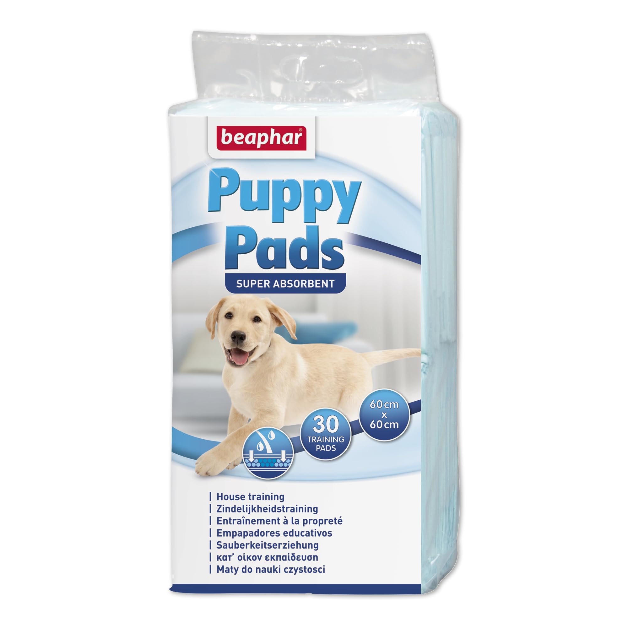 Beaphar - Puppy Training Pads x 30 - Highly-Absorbent Training Pads With Waterproof Backing - Ideal for House-Training - Keeps Floors Clean & Dry - 30 Puppy Training Pads - Each Training Pad 60x60cm