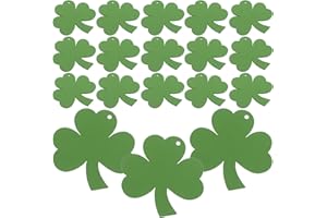 TEHAUX 100pcs Wooden Shamrock Ornaments St Patrick’s Day Decorations Wood Slice Hanging Cutouts for Irish