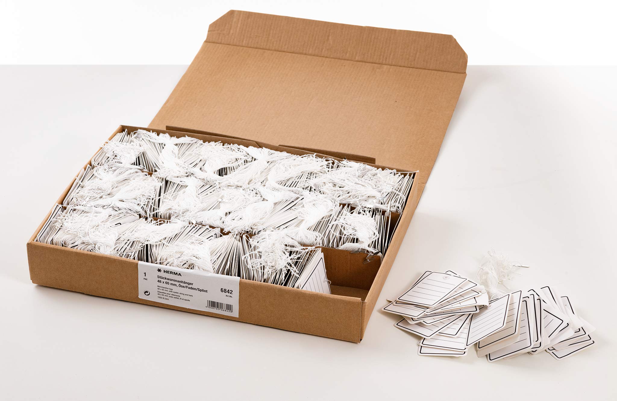 Herma 6842 Merchandise Tags 48 x 65 mm with Eyelets/String/Pin Pack of 1000 White