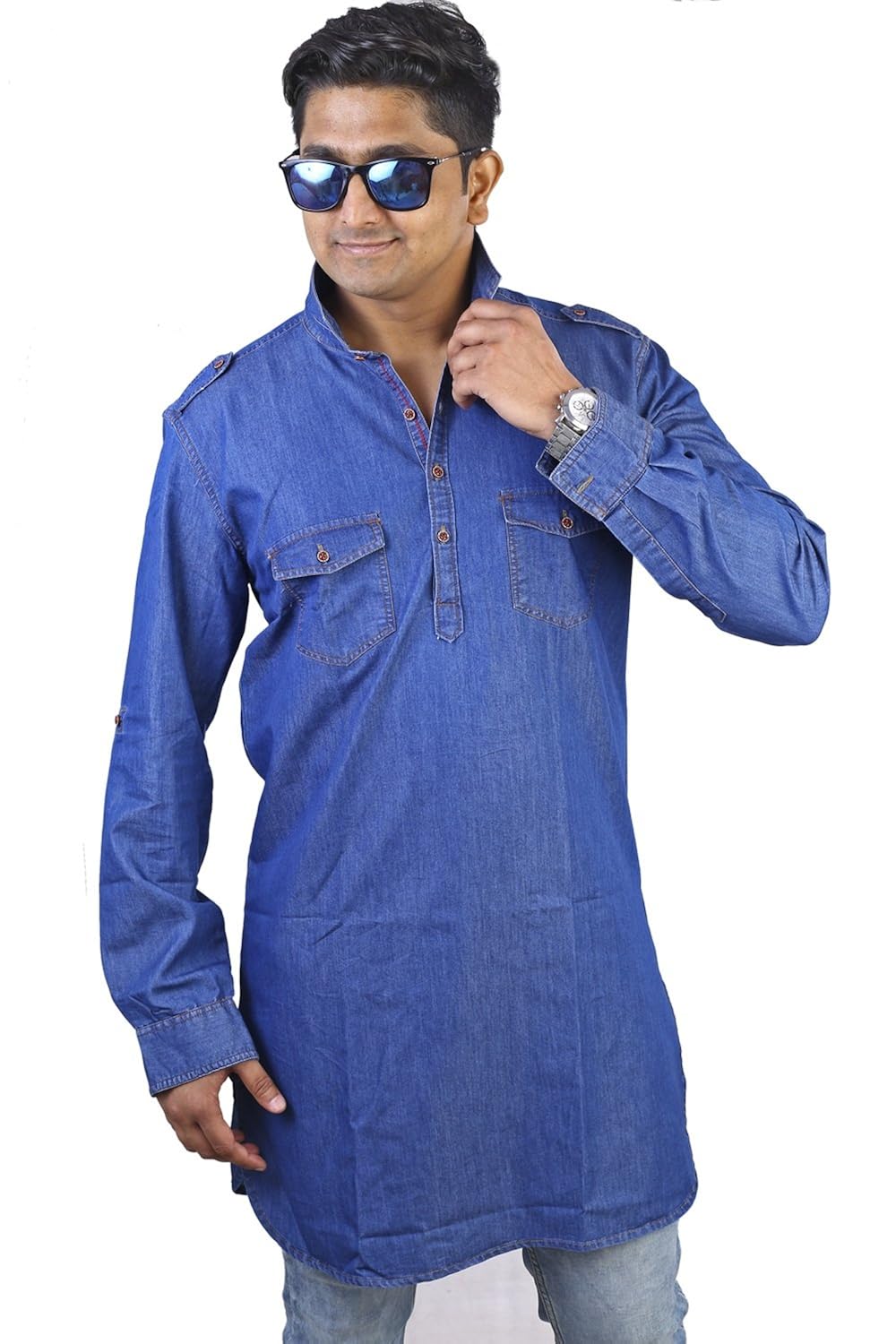 atm denim full sleeve patanekurta for men's