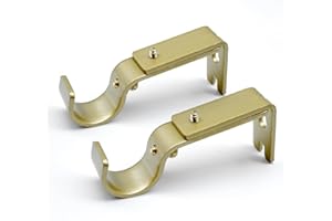 ztlab Curtain Rod Brackets Adjustable, 2 Pack Premium Rod Brackets for Wall, Curtain Rod Holder, Drapery Rod Holders Hardware Window Curtain Rod Support Hanger for 1 Inch Rod, Golden
