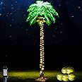 7 FT 187 LED Lighted Palm Trees for Outside Patio, Artificial Palm Trees Lights for Outdoors, Light Up Tropical Palm Tree Indoor for Pool Beach Yard Summer Party Home Hawaiian Tiki Bar Decorations