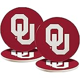 Desert Cactus The University of Oklahoma Circle Ceramic Coasters 4 Pack Sooners Absorbent Drink Coasters with Cork Backing (Design A)