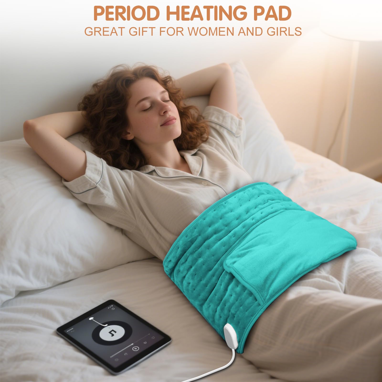 Heating Pad for Period Cramps Back Pain Menstrual Wrap Around Heat Belt 6-Hour Auto Shut Off 12x24 Heated Pad + 20