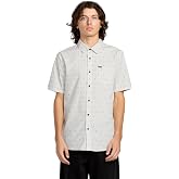Volcom Men's Bankstone Short Sleeve Woven Button Down Shirt, White Combo