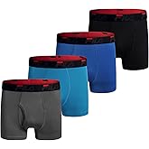 Fila Men's 4" Trunk Front Fly, 90% Polyester 10% Spandex, 4-Pack