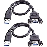 iGreely USB 3.0 Extension Cable 2Pack USB 3.0 Panel-Mount Type A Male to Type A Female Cable 1Ft/30cm