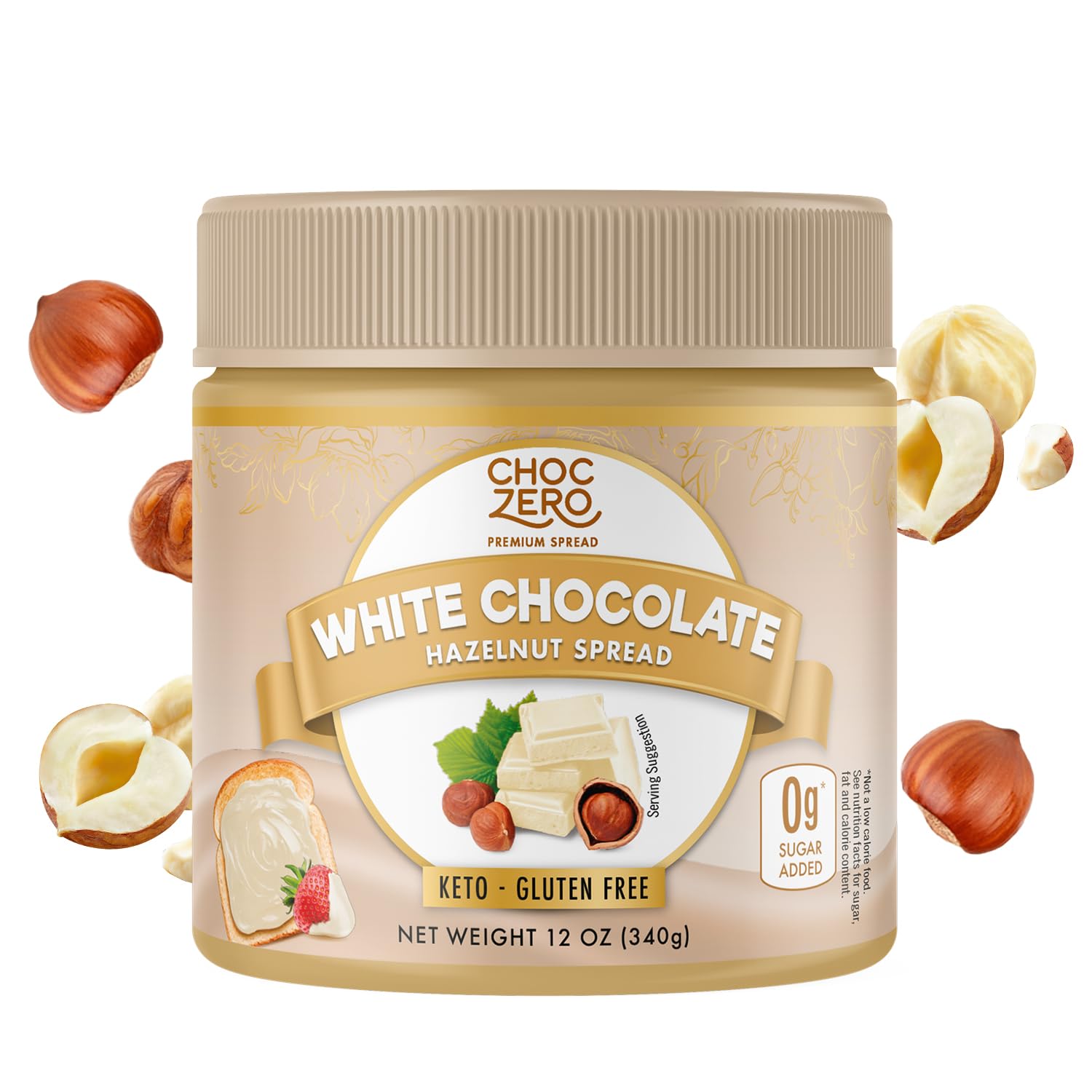 ChocZero Keto White Chocolate Hazelnut Spread – Sugar-Free, Keto