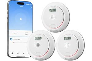 Siterlink 2.4G Smart Smoke Detector Carbon Monoxide Detector Combo with Digital Display, 2 in 1 WiFi Fire and CO Alarm Detector, Replaceable Battery, Real-Time Notification, UL217 UL2034, 3 Pack