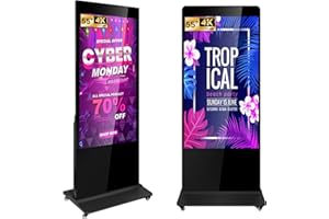 ZLPOWER 55" Digital Signage Display Kiosk Non Touchscreen Digital Kiosks Interactive Floor Standing 4K IPS LCD Screen Commercial Totem with Android 11 System Interactive Advertising Media Player