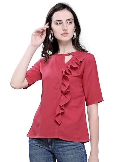 KANCHNAR Womens Solid Crepe Top