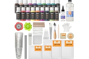 Nicpro 19 Colors Acrylic Painting Pouring Kit, Artist Starter Supplies Including 19 Colors Acrylic Paints,Pouring Medium, Sil