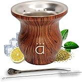 Kalmateh Yerba Mate Cup/Gourd 9oz, Stainless Steel Tea Cup, 3 Pcs Set Includes Bombilla Filter Straw & Cleaning Brush