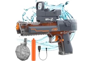 COROIESTY Electric Water Gun, Automatic Squirt Guns Up to 26 FT Range with Large Capacity, 500CC Water Blasters for Kids Adults Water Gun for Summer Pool Parties Beach Games(Grey)