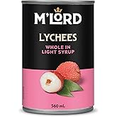 M'Lord Whole Lychees, In Light Syrup, Canned Fruit, Perfect for Snacks or Dessert, 560ml