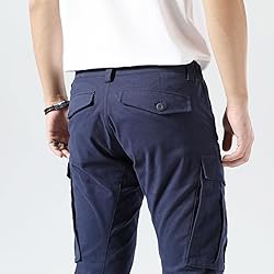 Plaid&Plain Men's and Women's Navy Blue Cargo Pants