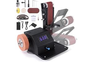 Gyfent Mini Belt Sander for DIY, 4-in-1 Bench Grinder Kit 90° Adjustable Electric Belt Sander 10000 RPM Continuously Variable Speed Spindle Sander for Woodworking Metalworking