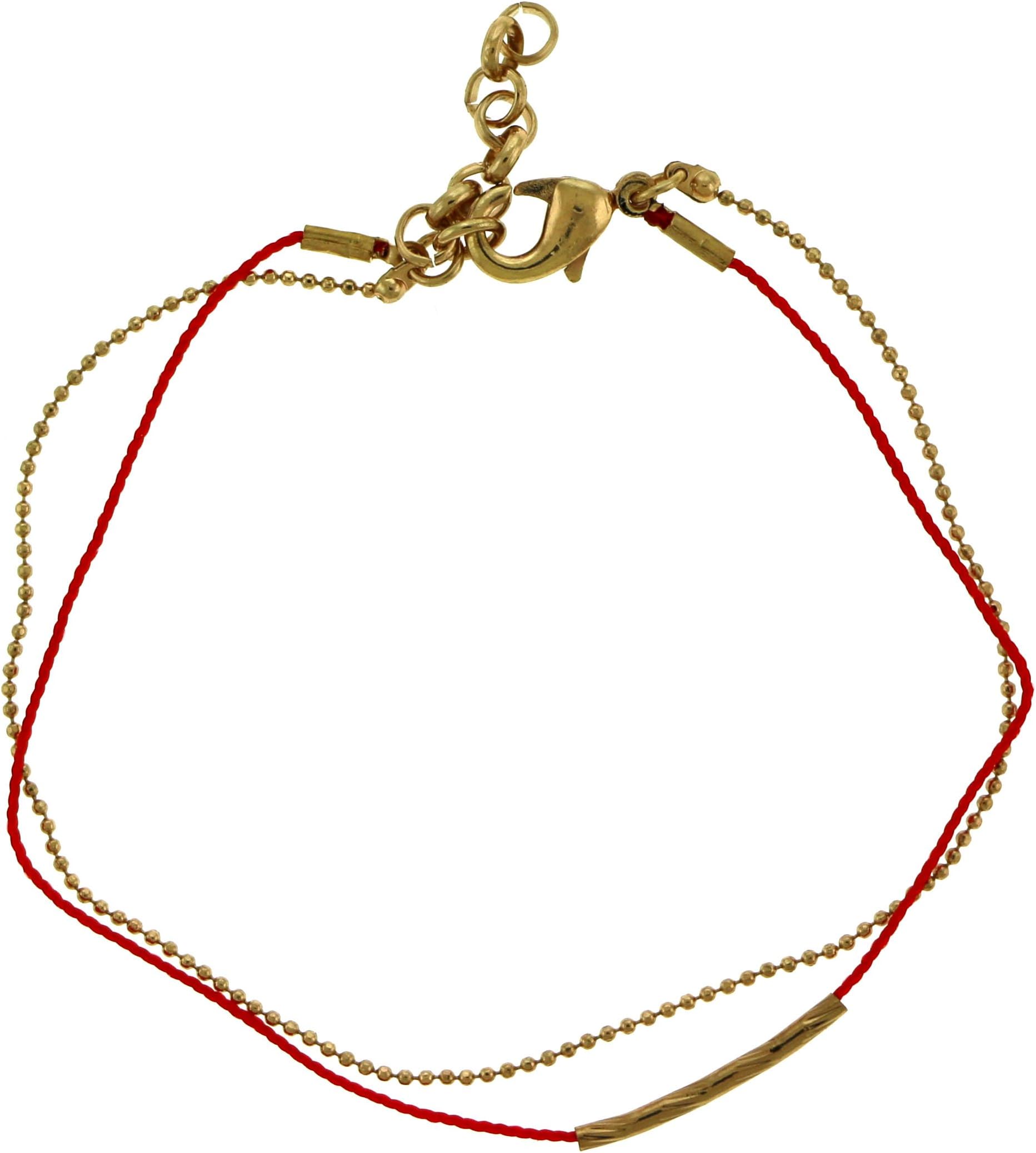 Thin, Red String Bracelet With Gold-Tone Accent B9832RED