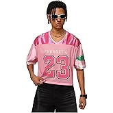 SHENHE Men's Graphic Football Jersey Short Sleeve Number Print Y2k Crop Tee Jersey Top