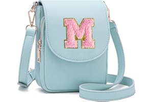 Viverte Crossbody Purse for Teen Girls Small Initial Cell Phone Toddler Purse Leather Triple Compartment Crossbody Bags