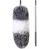BOOMJOY Microfiber Feather Duster with Extendable Pole and Bendable Head, 100" Telescoping Duster for Cleaning Ceiling, Fan, Furniture