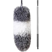 BOOMJOY Microfiber Feather Duster with Extendable Pole and Bendable Head, 100" Telescoping Duster for Cleaning Ceiling, Fan,