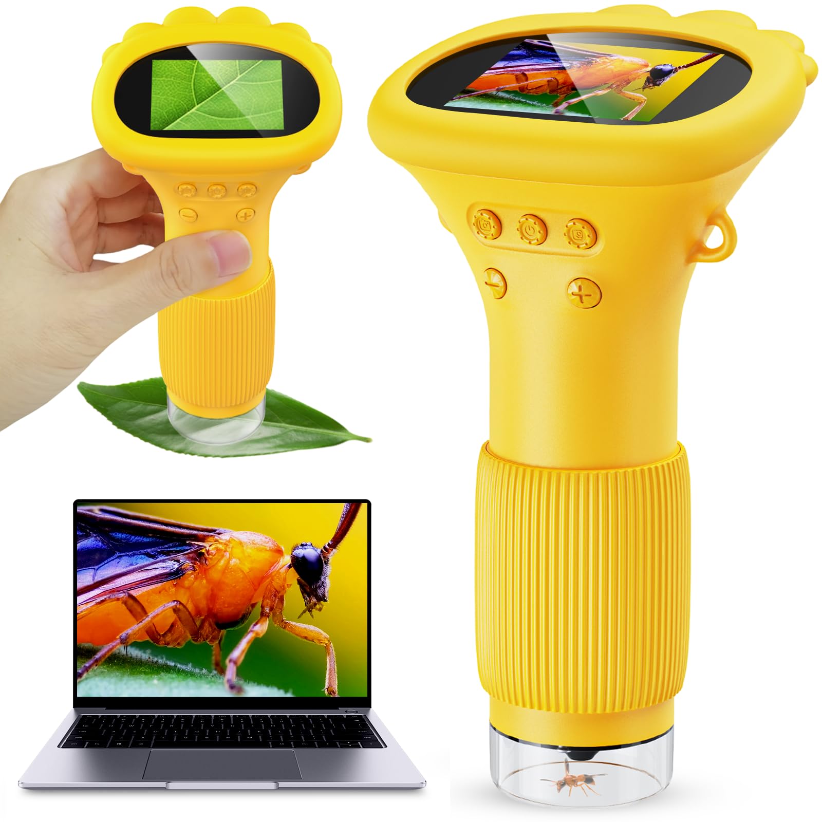 Kids Microscope - Ashfly 1000X Portable Microscope for Kids, Photo & Video Miniscope Pocket Microscope Gifts, 2'' Digital Screen | Ideal Easter Gifts 2026 for Boys Girls Age 3-12