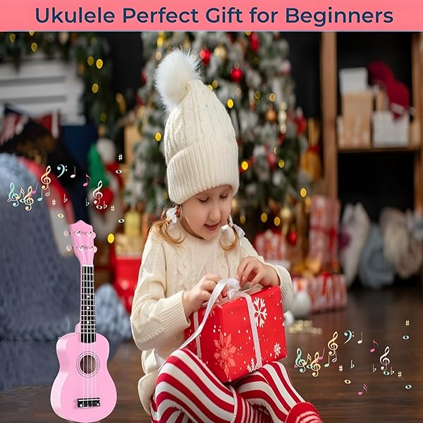 21 INCH WOODEN KIDS TODDLER CHILD CHILDREN ACOUSTIC GUITAR MUSICAL INSTRUMENTS IDEAL FOR 3-9 YEAR OLD BOYS GIRLS GIFTS (PINK)