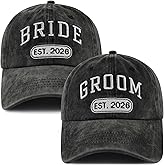 2PCS Bride and Groom 2026 Hat for Men Women, Funny Adjustable Embroidered Engagement Honeymoon Newlyweds Couples Baseball Cap