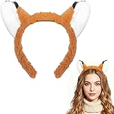 Ziyutam Fox Ears, Fox Ears Headband, Brown Fluffy Foxes Ear Headbands Animal Costume Decor, Fluffy Foxes Ear Halloween Pet Headbands Accessories Costume Decoration for Cosplay