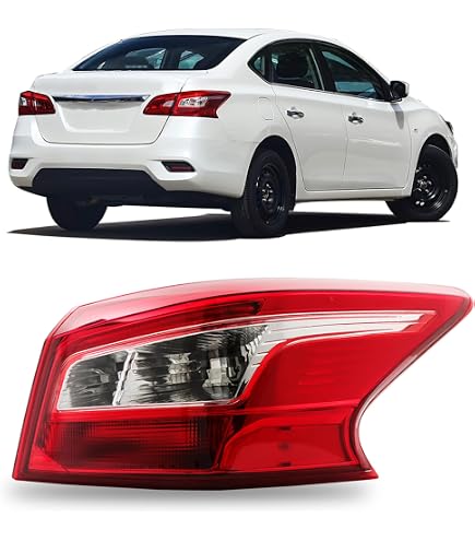 Luz Trasera Exterior Derecha Para Nissan Sentra 2016-2018 – Lado Pasajero, Cristal Rojo Y Transparente