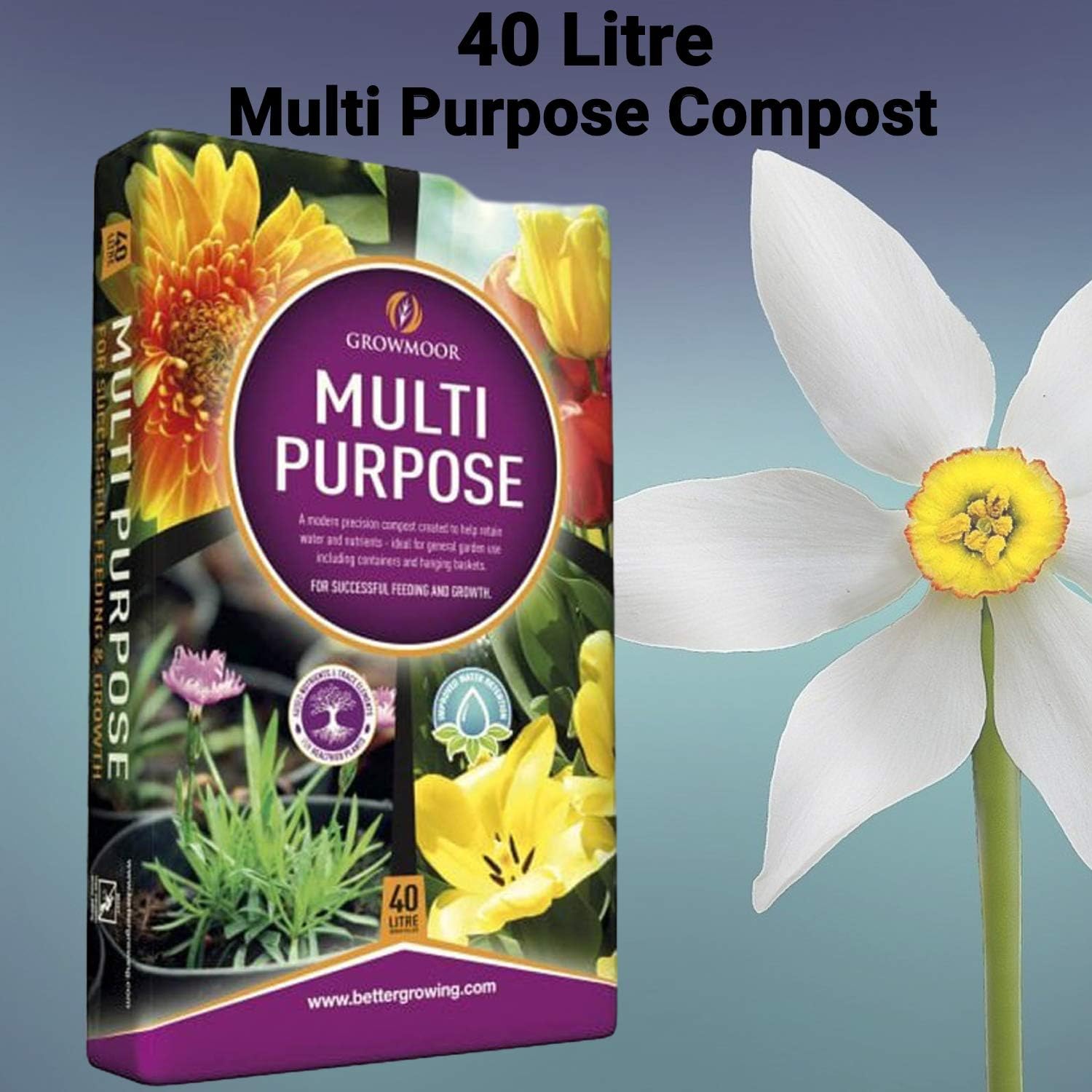 Growmoor Multi-Purpose Compost 40 Litre, Brown - Image 3