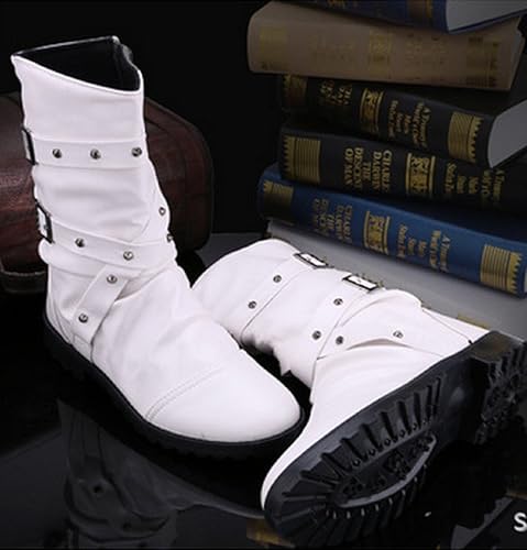 Amazon イノセンティア エンジニアブーツ メンズ ブーツ ストリート ワイルド ビンテージ オールシーズン 合皮 黒 白 ミドル サイドファスナー かっこいい 26 0cm Eu 42 ホワイト ブーツ