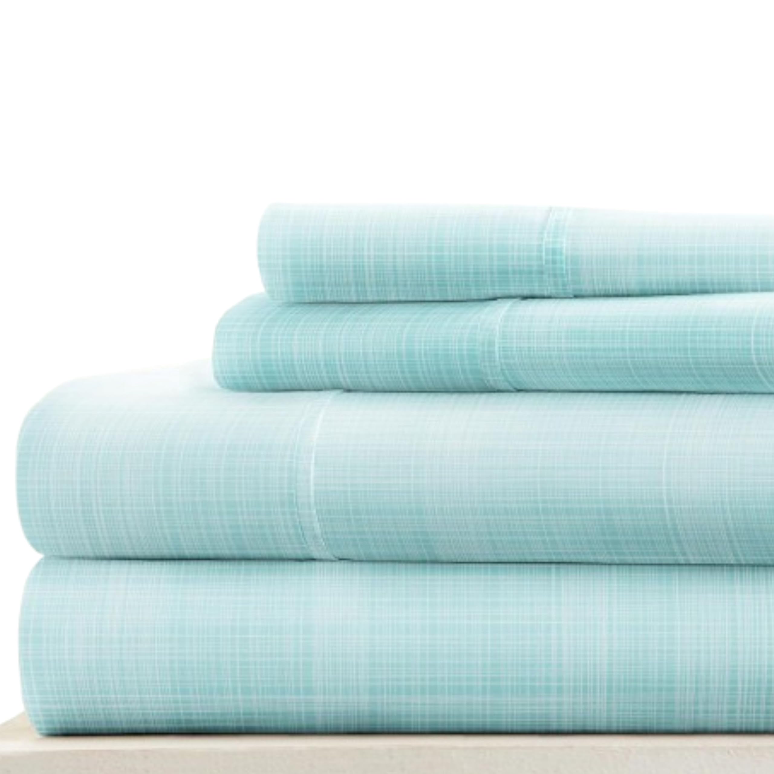 Photo 1 of Linen Market Double-Brushed Patterned Microfiber Full Sheet Set 4 Piece – Oeko-TEX Certified Ultra Soft & Wrinkle-Free - 16" Deep Pocket Sheets - Easy Care Full Size - Thatch Aqua