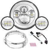 SUNPIE Compatible with H_arley Motorcycle 7 Inch Head light Fog Lights | Compatible with Road King Road/Street/Electra Glide, Includes all adpter wires &amp; mounting bracket, IP67, high brightness