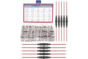 XFFCSEC 5x20 mm Fuse Holder Inline Screw Type with Wire Combo Kit:Provides Red Wire and 150PCS Fast Blow Glass Fuses 15Types:0.25A 0.5A 1A 1.5A 2A 2.5A 3A 4A 5A 6A 6.3A 7A 8A 10A 20A
