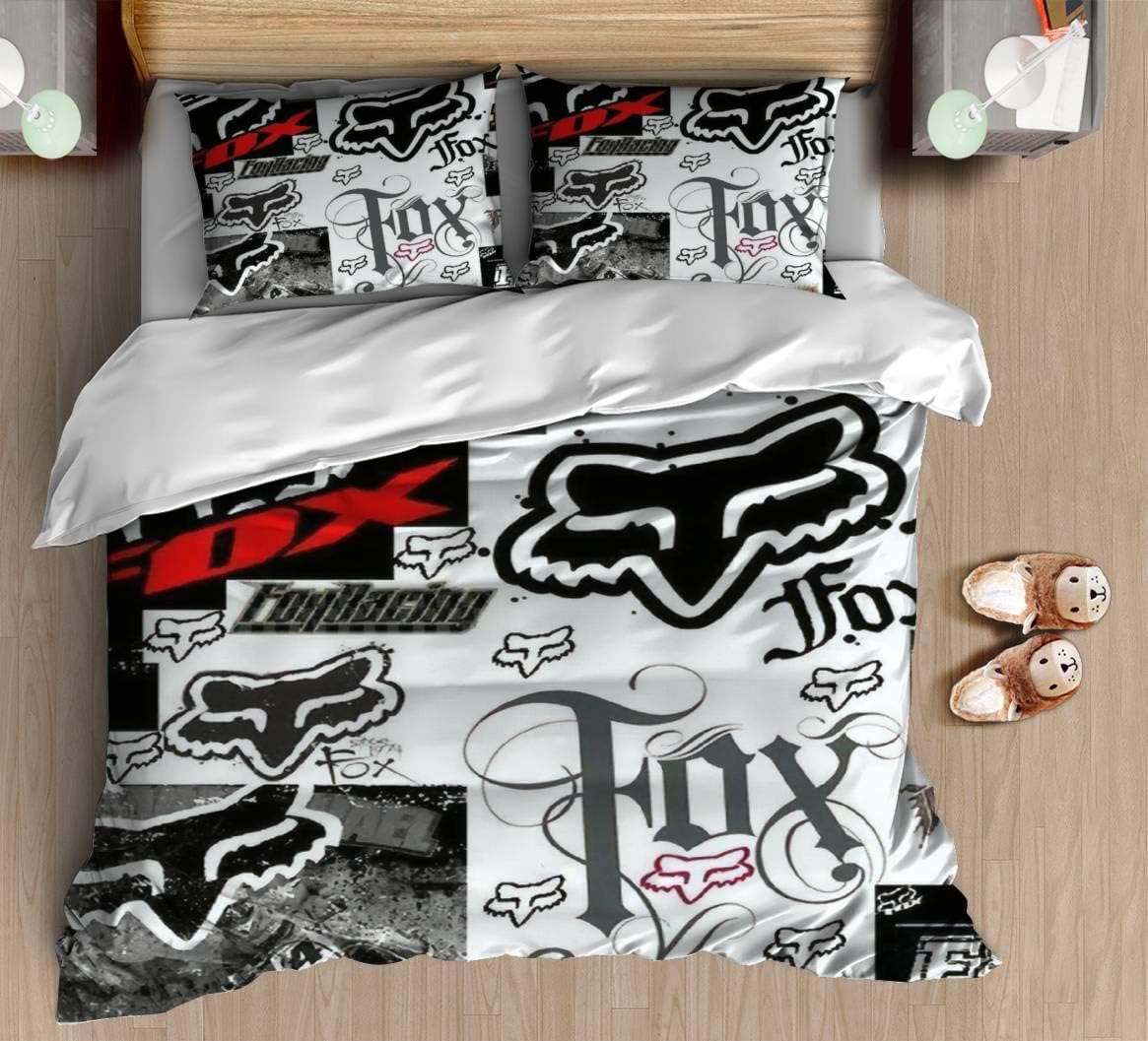 Duvet Cover Fox Motocross Racing Picture collage 3 Pcs Bedding Set