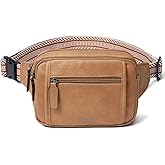 LATMAP 3L TRIPLE ZIP Fanny Packs Belt Bag For Women Men Crossbody Waist Pack Sling Chest Bum Travel Bag Purse Faux Leather Fashion Cute Tan