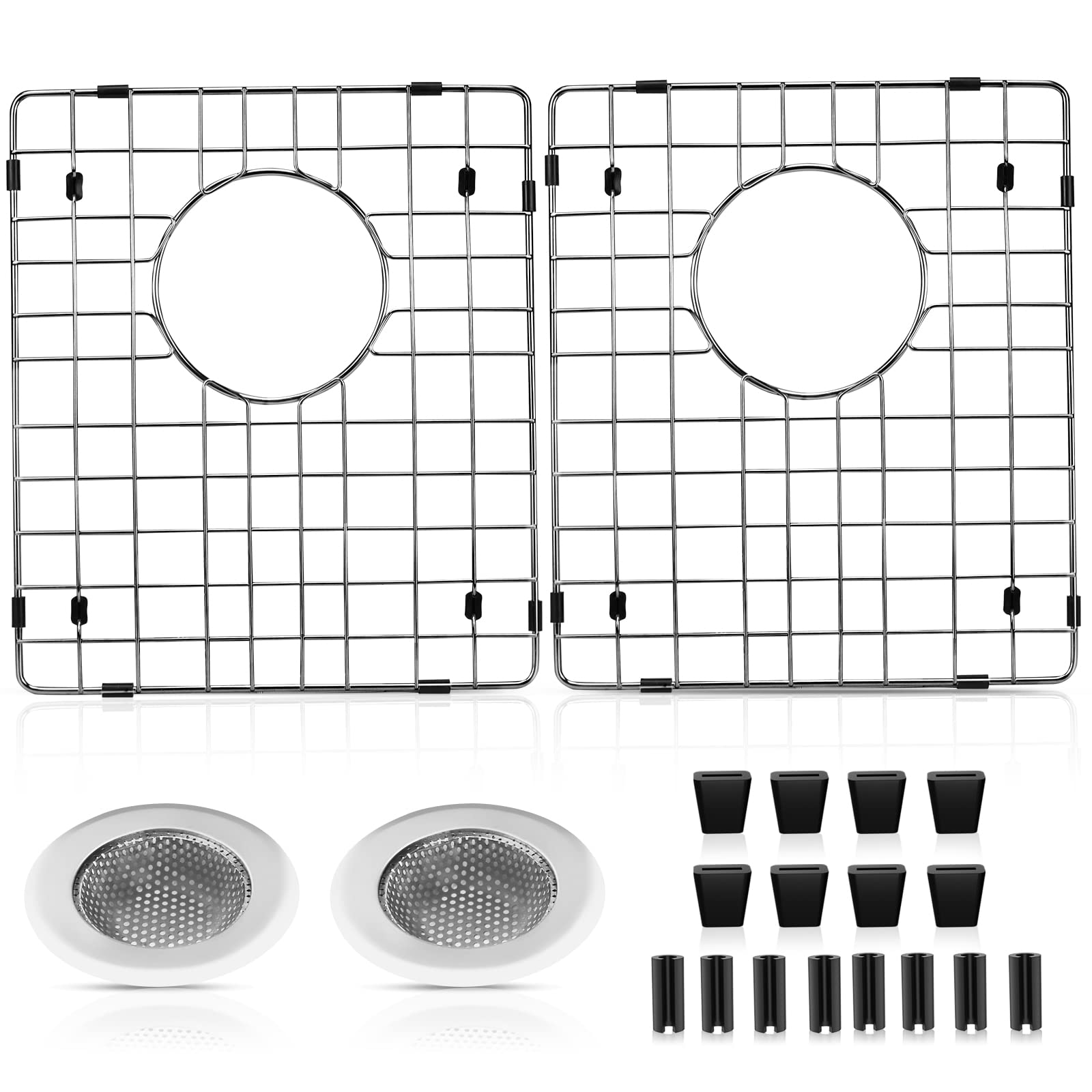 Photo 1 of ARLBA 2Pack 304 Stainless Steel Sink Protectors for Kitchen Sink W/Rear Drain,15"x13"x1.25" Metal Kitchen Sink Grid Protector Sink Gate Sink Rack for Bottom of Sink w/2Pack Sink Strainers Rubber Feet