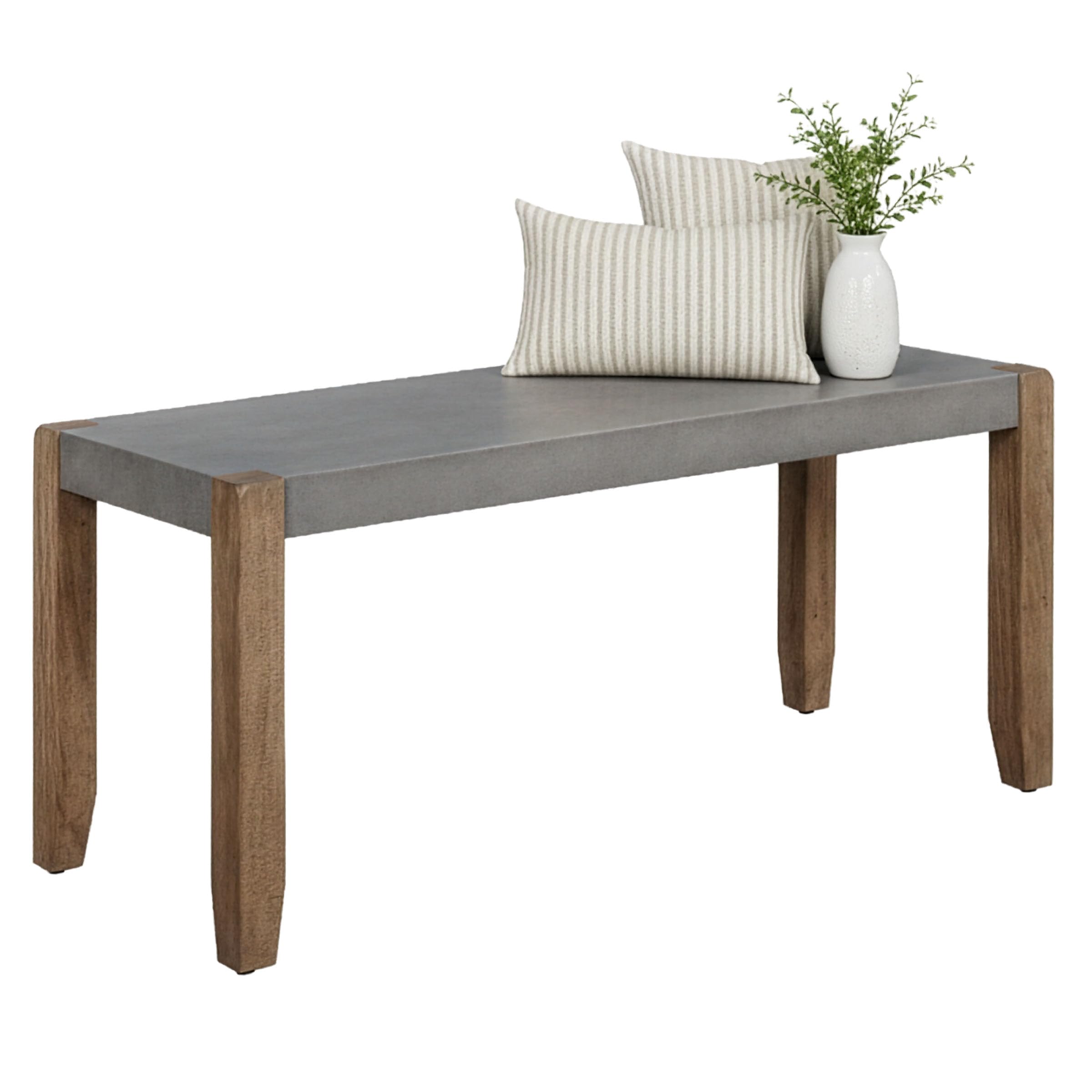 Photo 1 of **FOR PARTS ONLY MISSING ASSEMBLY PIECES** Alaterre Furniture Newport Bench with Faux Concrete Seat and Wood Legs - 40 Inch Entryway Bench with Rustic Industrial Design - Benches for Bedroom, Living Room, Dining Room, and Mudroom