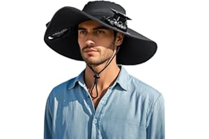 FANSEXPERT Wide Brim Sun Hat with 2 Solar Fan, Sun Bucket Hat for Men Women, UPF 50+ Bucket Fishing & Beach Hat with Fan