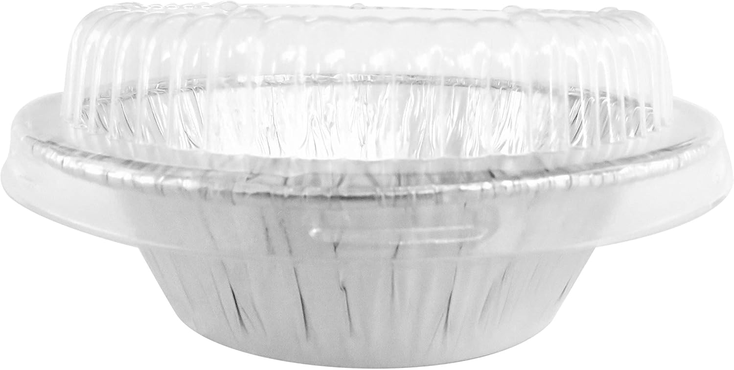 Disposable Aluminum 4" Deep Mini Pie/Tart Pan with Clear